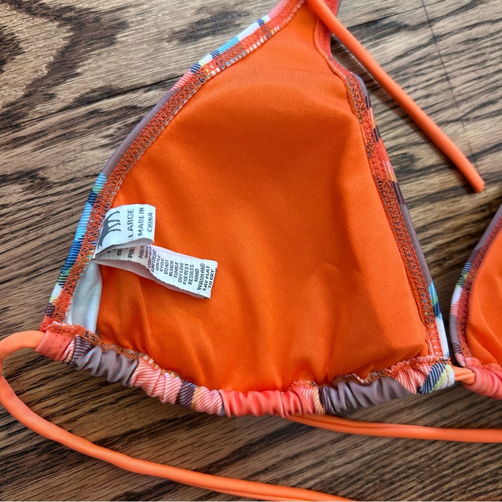 Abercrombie & Fitch orange plaid bikini NWT size XL with bag - Picture 9 of 13